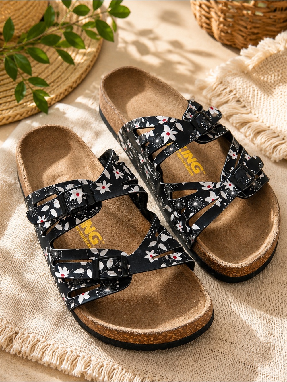 Viking Floral Cork Footbed Sandals Double Buckle EU 38 US 7.5